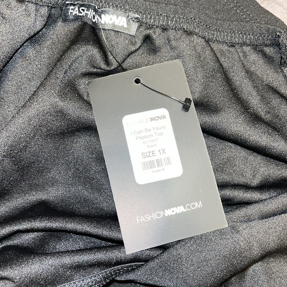 Fashion Nova Black Puff Sleeve Top size 1X - Picture 6 of 6